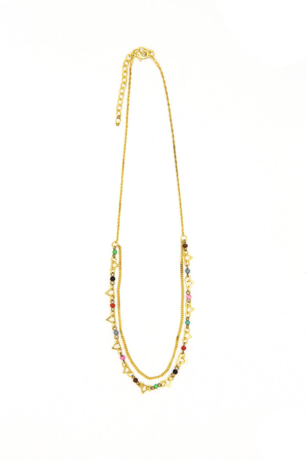 Confetti Dual Strand Necklace by Fair Anita India Collection — nickel-free gold layering necklace