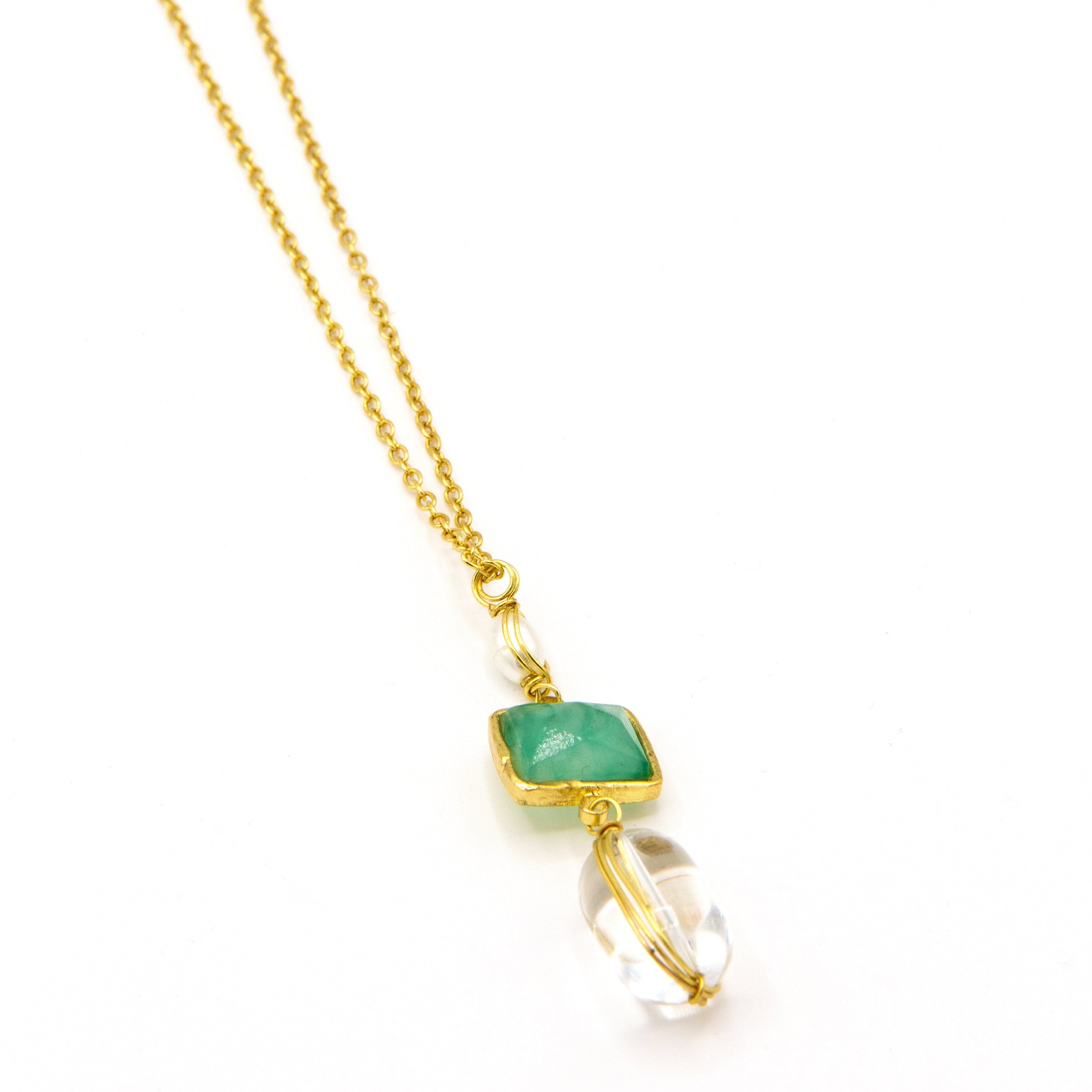 Regency Drop Pendant Necklace in gold-plated recycled brass by Fair Anita