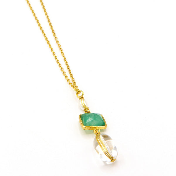 Regency Drop Pendant Necklace in gold-plated recycled brass by Fair Anita