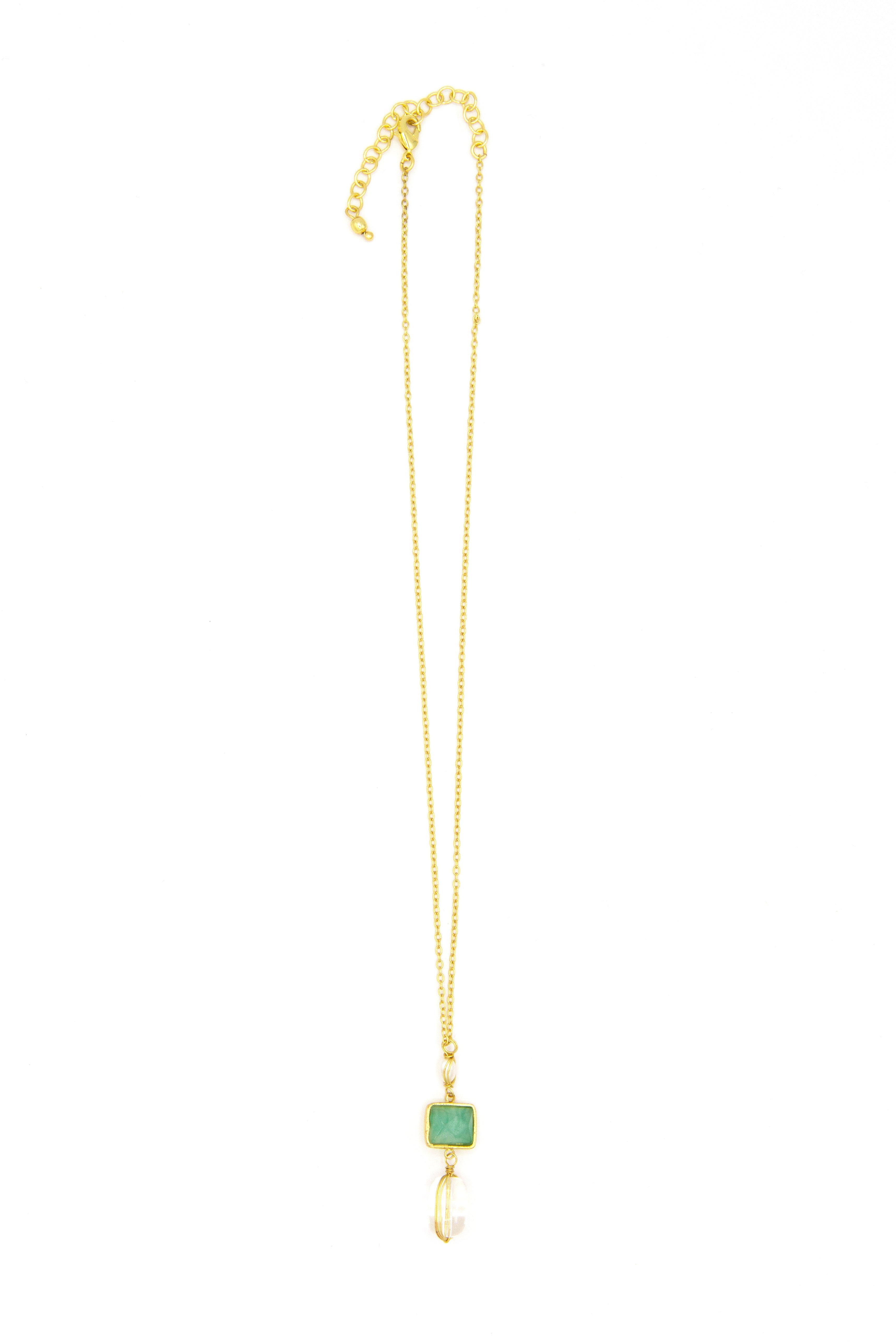 Detail view of Fair Anita Regency Drop Pendant Necklace showing 1.75 inch gold pendant