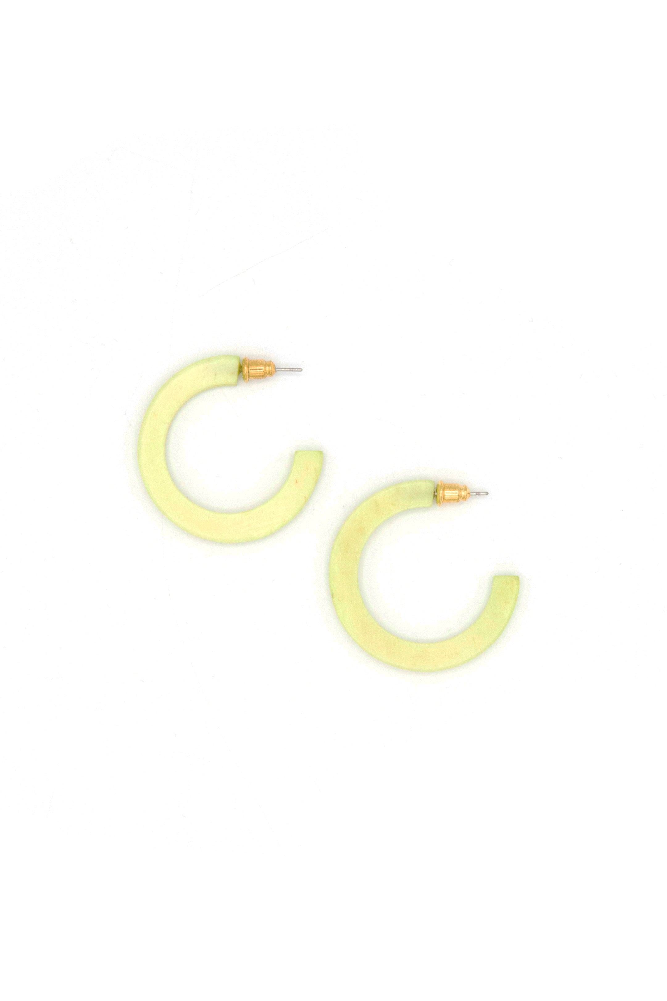Detail shot of Fair Anita Highlighter Bone Hoops — sustainable, nickel-free hoop earrings