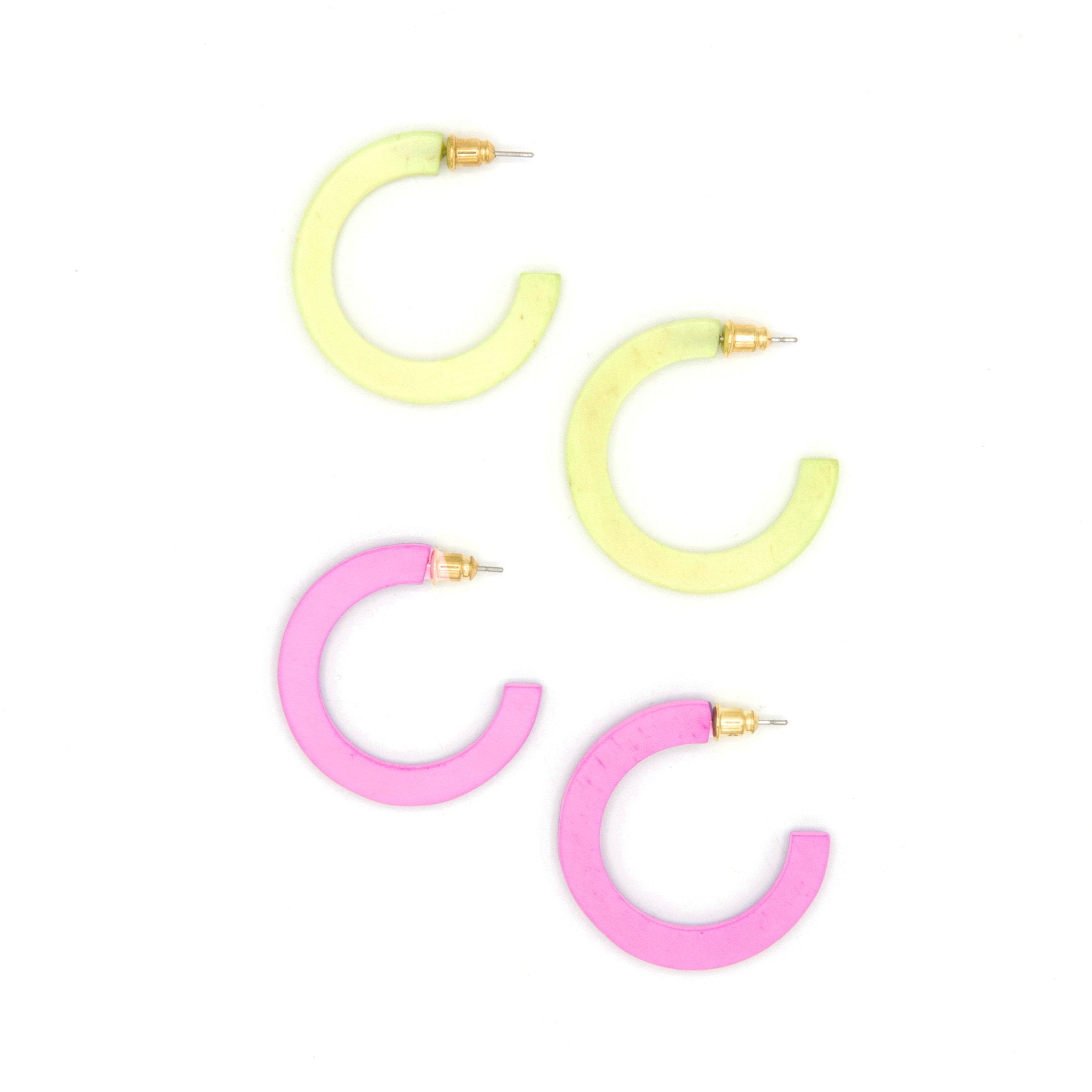 Highlighter Bone Hoop Earrings handcrafted from upcycled animal bone by Fair Anita women artisans in India