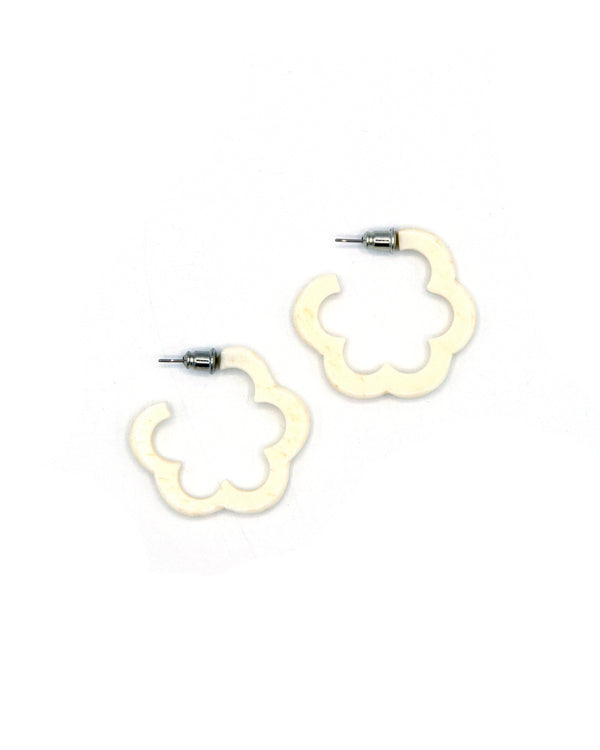 Daisy Bone Hoop Earrings handcrafted from upcycled bone by Fair Anita fair trade artisans