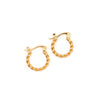 Small twisted brass hoop earrings handcrafted by fair trade artisans, nickel-free, 0.5 inch
