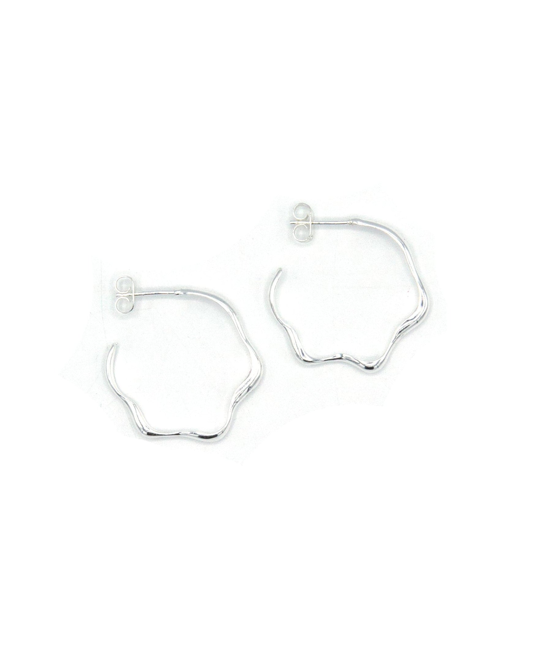 Fair Anita wave hoop earrings in silver-plated recycled brass, nickel-free, 1.0 inch, handcrafted by fair trade artisans in India