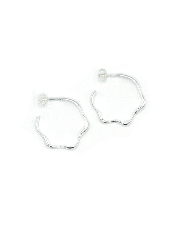 Fair Anita wave hoop earrings in silver-plated recycled brass, nickel-free, 1.0 inch, handcrafted by fair trade artisans in India