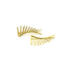 Black Swan Winged Earrings in recycled brass worn as a dangle earring, handcrafted fair trade by Fair Anita