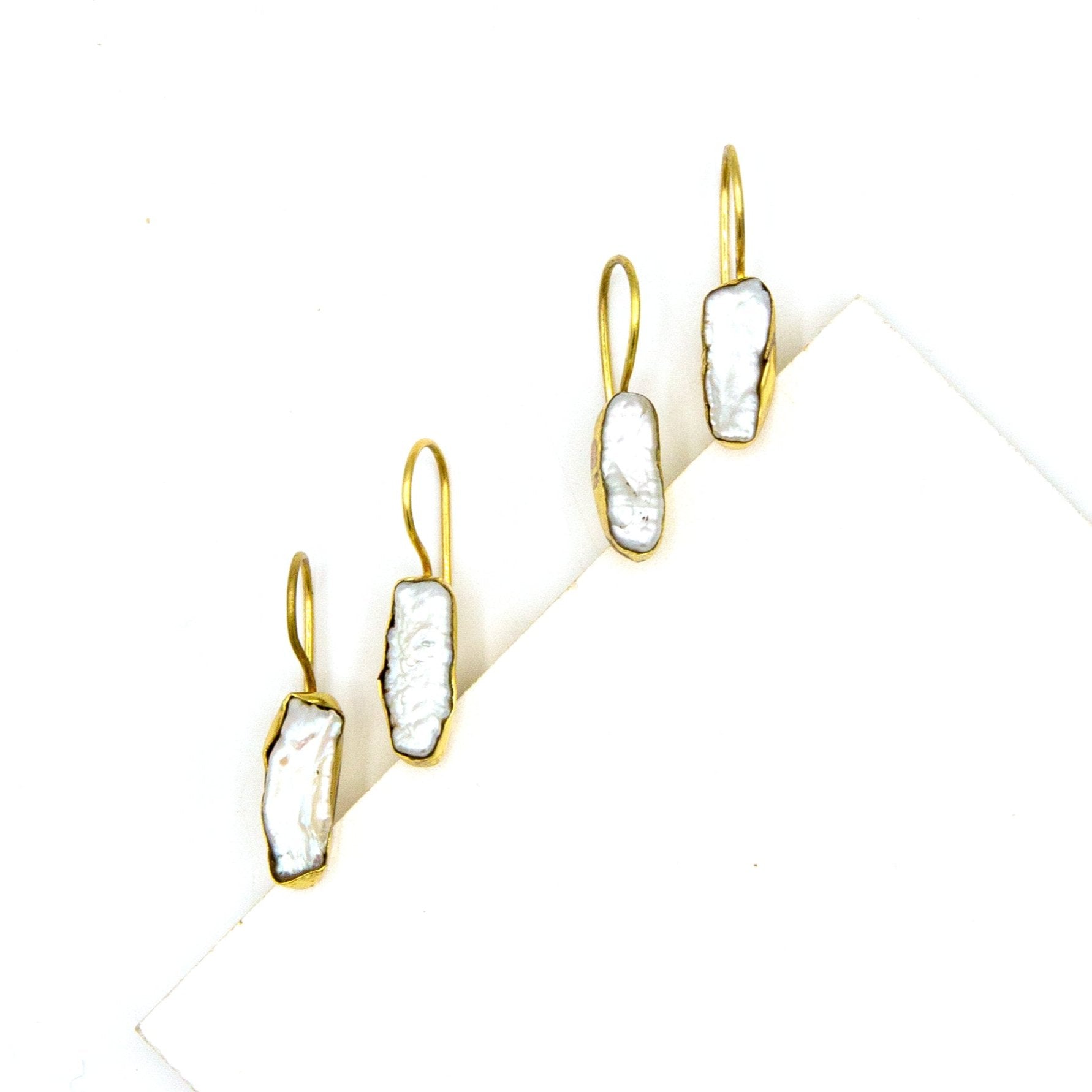 Irreverence Freshwater Pearl Drop Earrings with gold-plated recycled brass by Fair Anita
