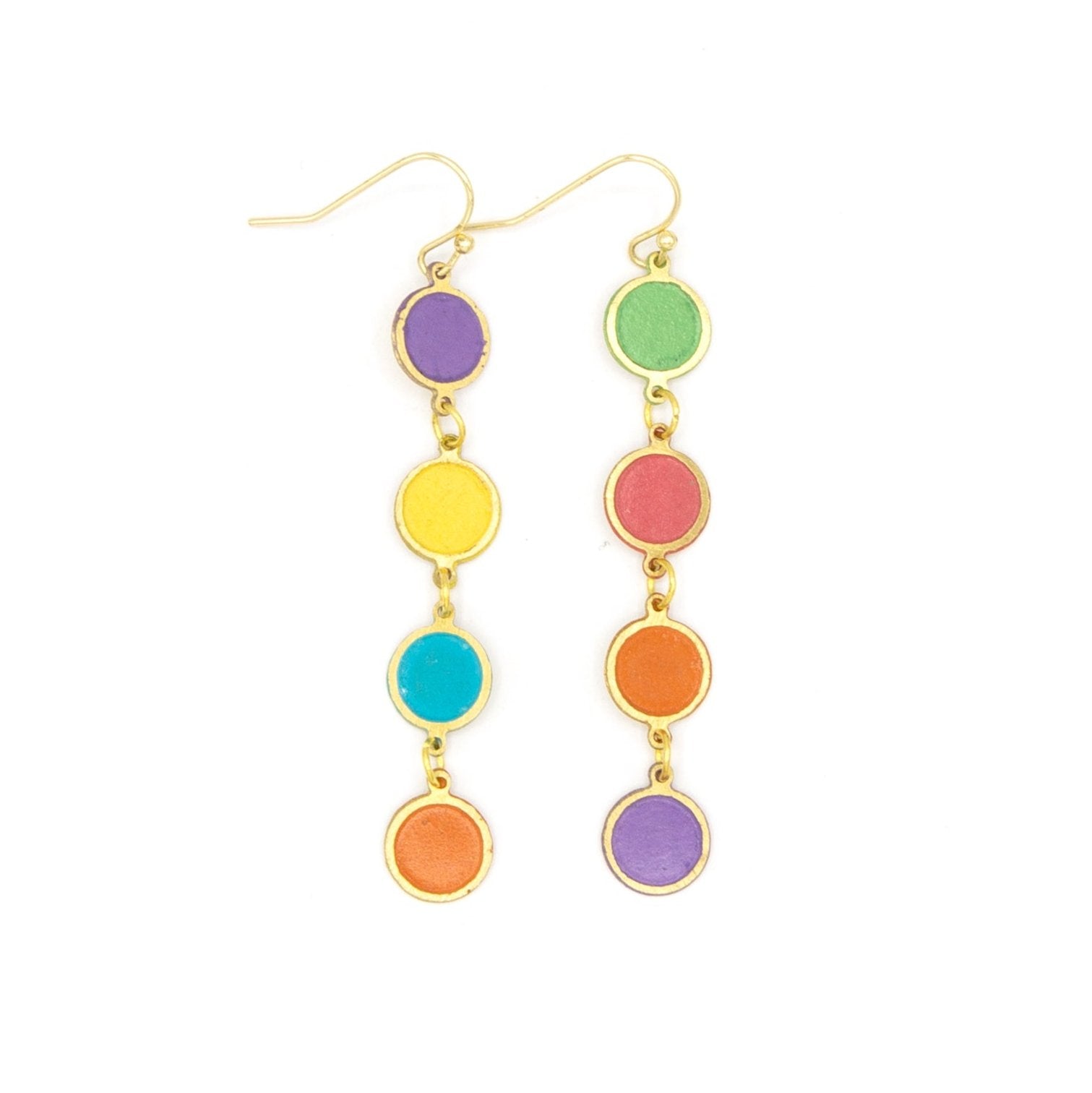 Color Study Enamel Earrings – Handmade Fair Trade Gold-Tone Hoops