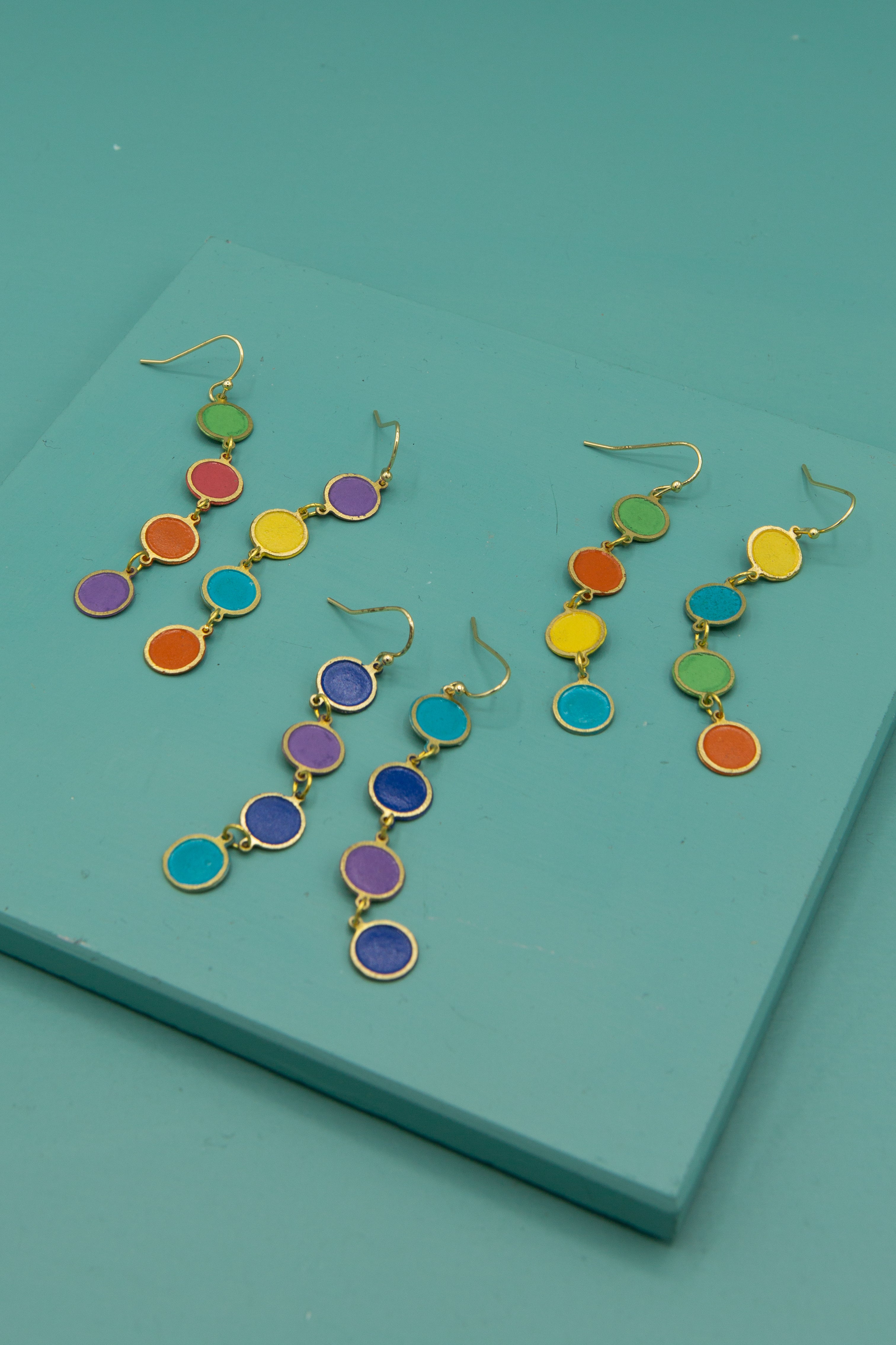Color Study Enamel Earrings – Handmade Fair Trade Gold-Tone Hoops