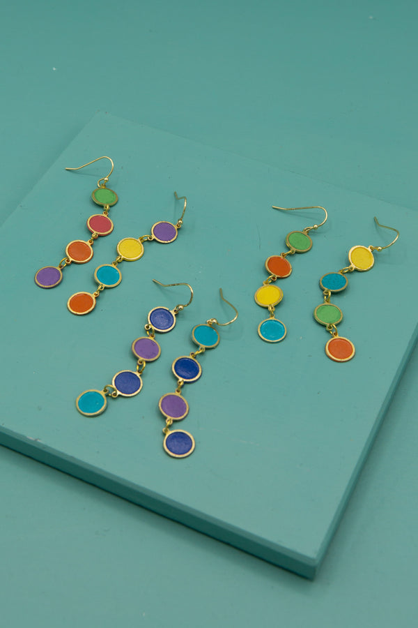 Color Study Enamel Earrings – Handmade Fair Trade Gold-Tone Hoops