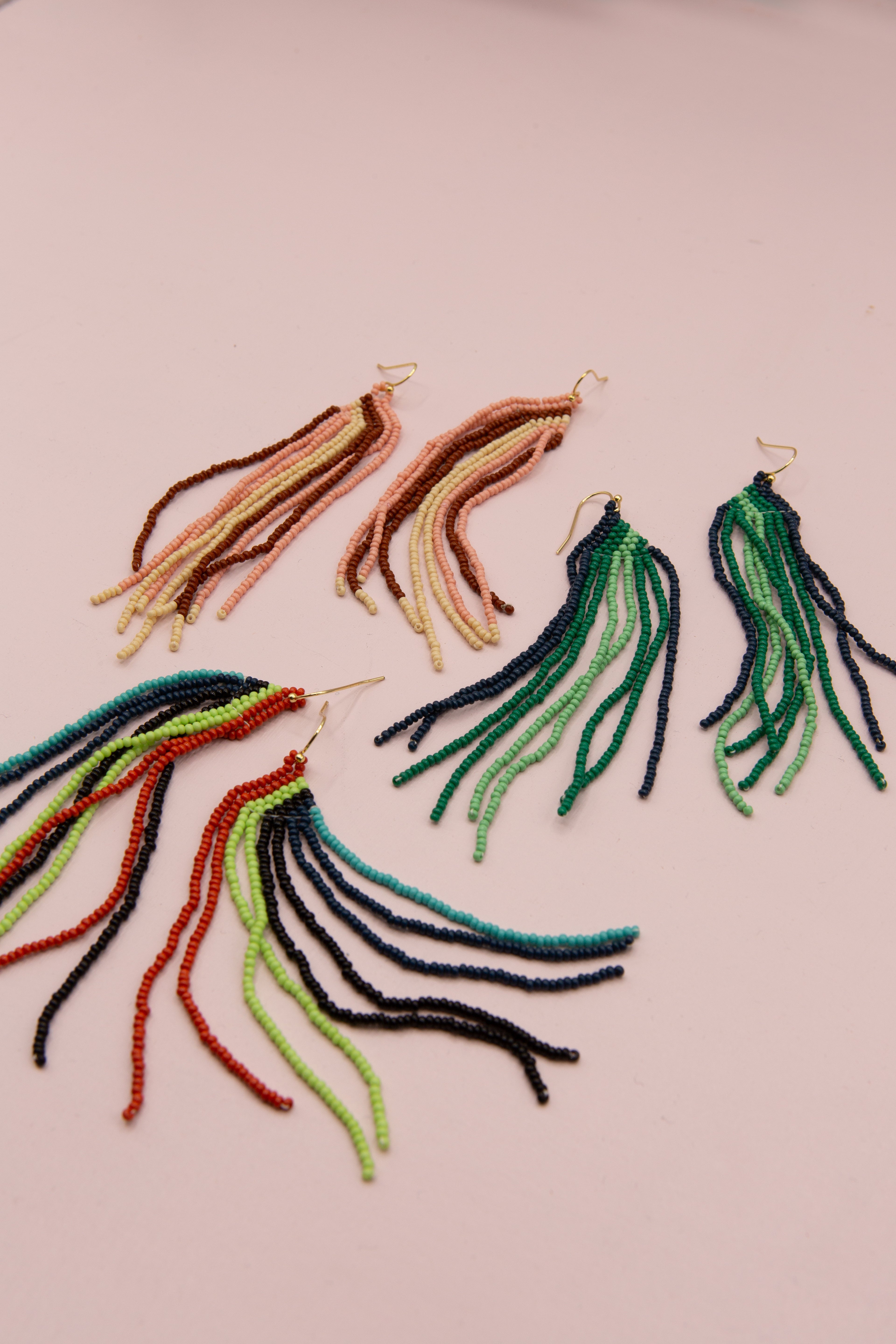 Fair Anita beaded fringe earrings displayed as a gift-ready sustainable jewellery option