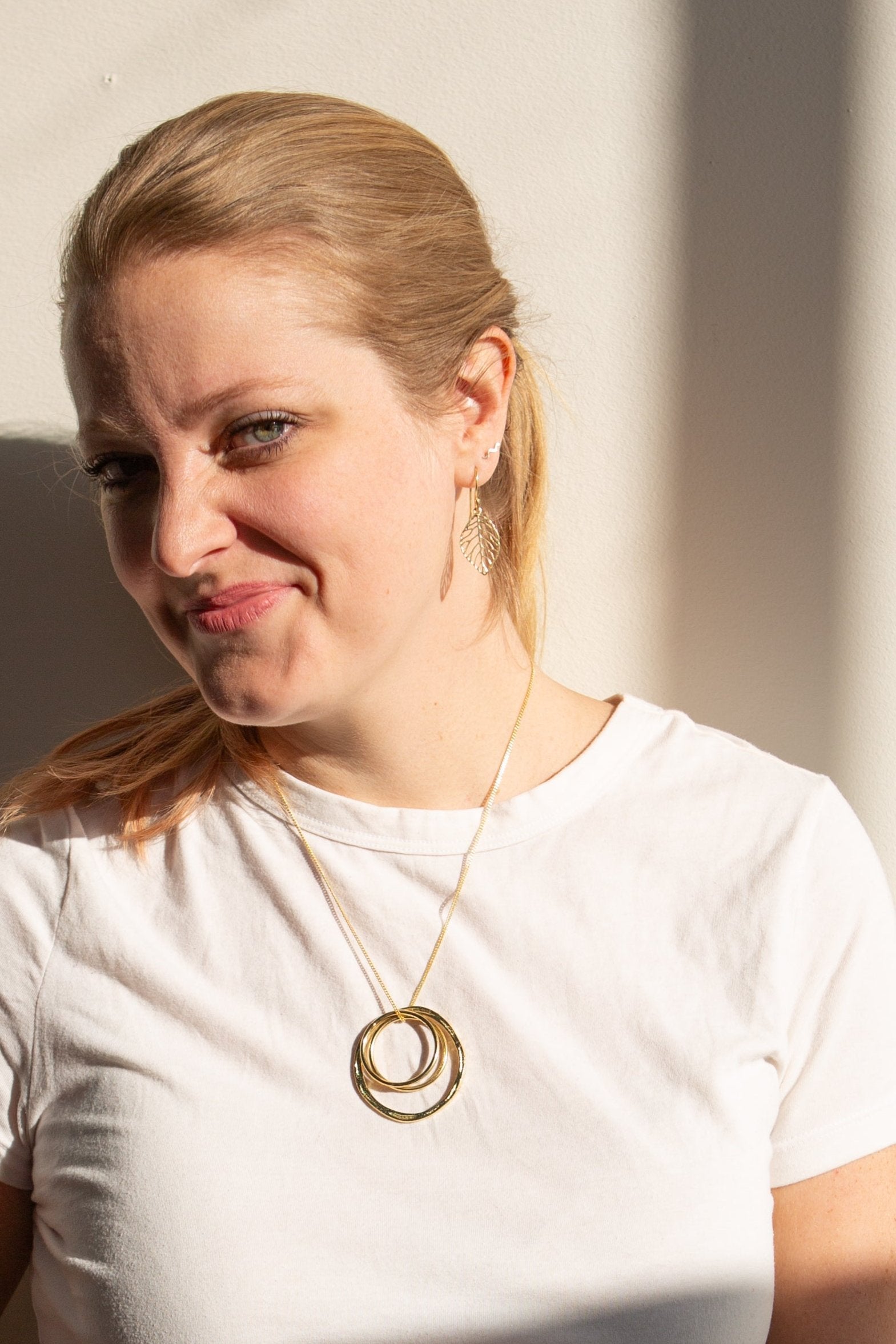 Linked Rings Pendant Necklace | Fair Trade Recycled Brass | Silver & Gold