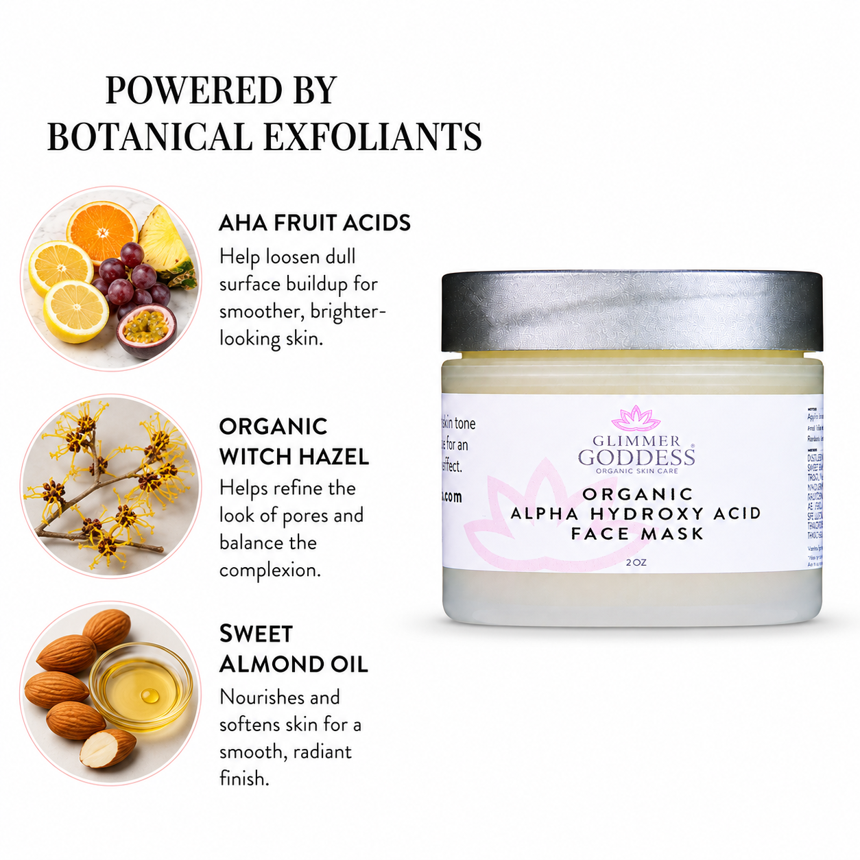 Organic AHA Exfoliating Face Mask – Glycolic & Lactic Acid Glow Treatment