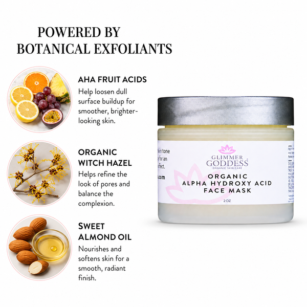 Organic AHA Exfoliating Face Mask – Glycolic & Lactic Acid Glow Treatment