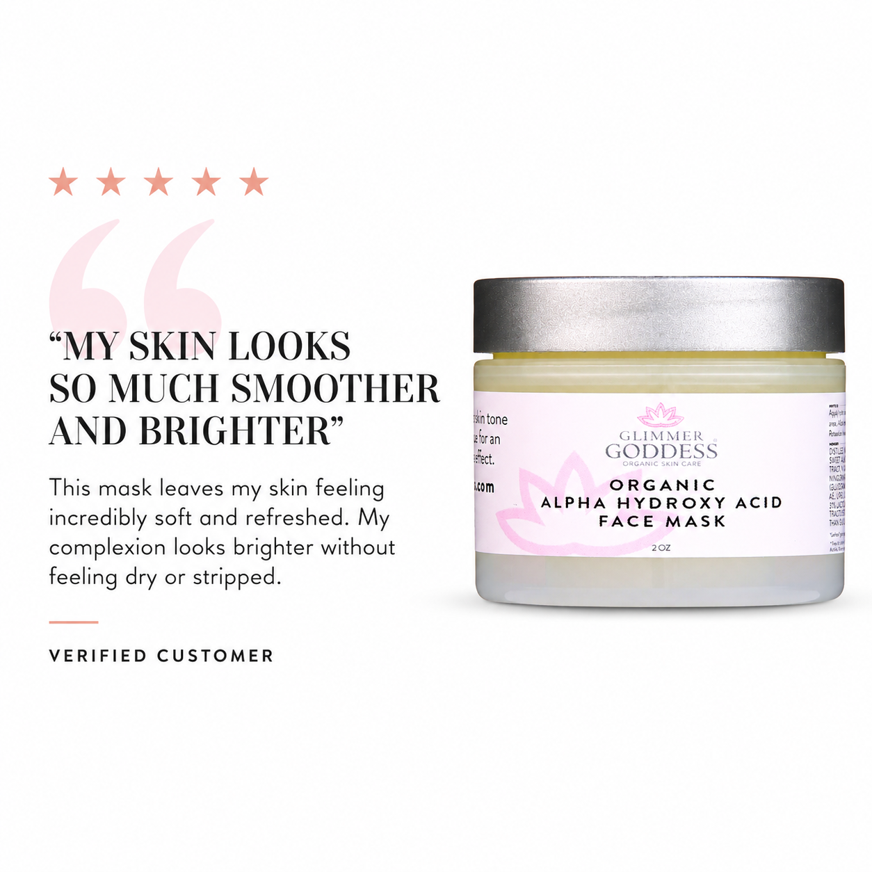 Organic AHA Exfoliating Face Mask – Glycolic & Lactic Acid Glow Treatment
