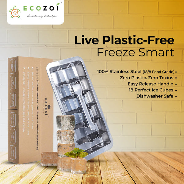 Stainless Steel Ice Cube Tray with Easy Release Handle | BPA-Free Metal Ice Tray