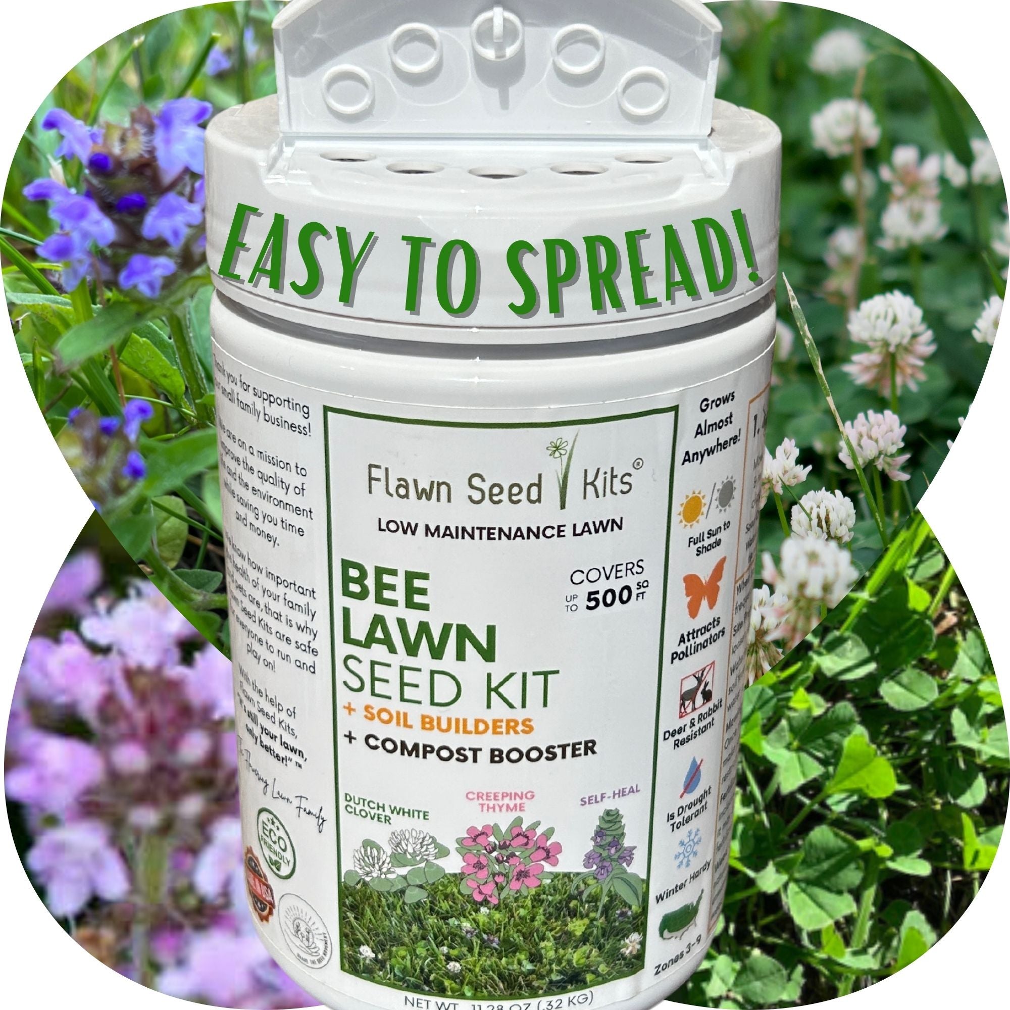 Bee Lawn Seed Kit - Easy Spread Shaker: Create Your Vibrant, Pollinator-Friendly Oasis