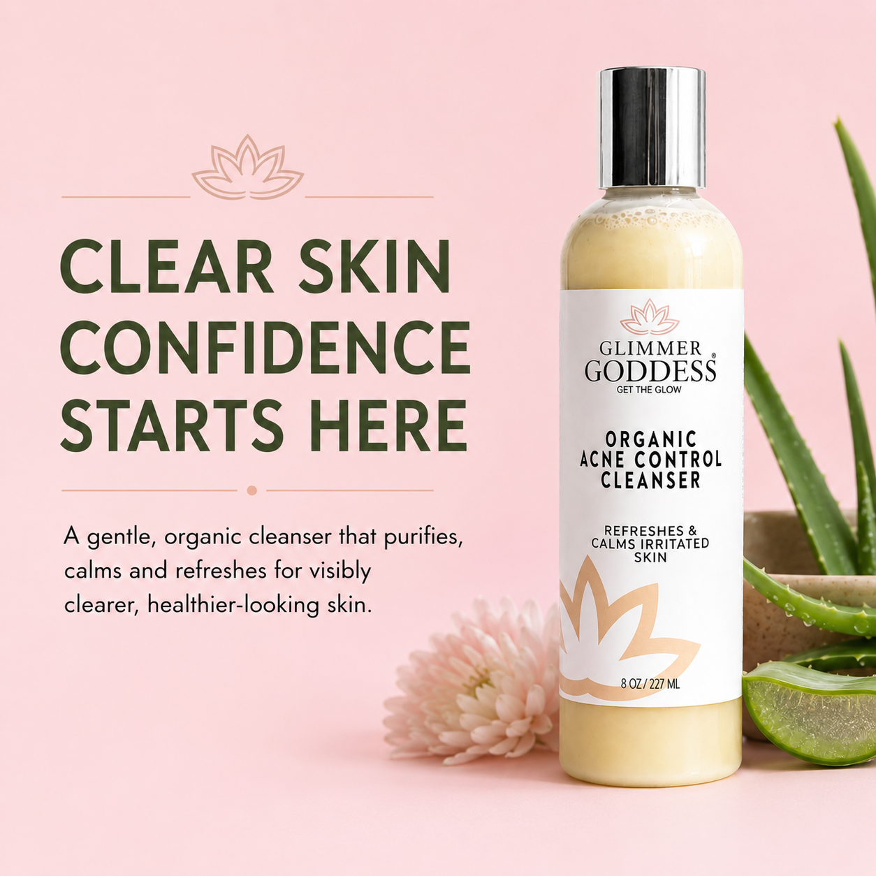 Organic Acne Cleanser with Hemp Seed Oil – Face & Body Wash