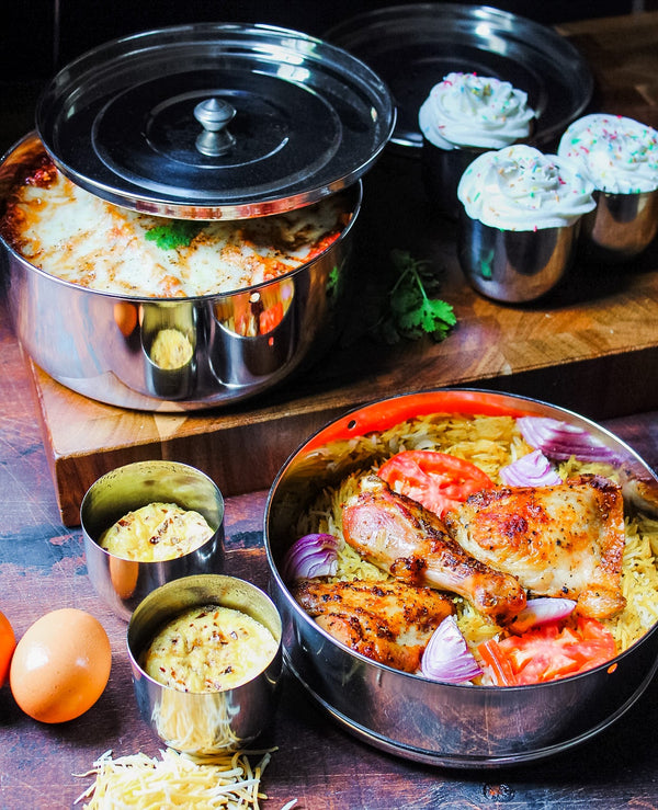 Ecozoi 2-tier Instant Pot insert pan set with airtight and vented steamer lids