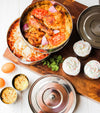 Ecozoi pressure cooker insert pans with mini baking cups and interchangeable lids