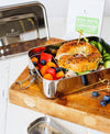 Ecozoi eco-friendly stainless steel lunch box packed with a healthy meal for school or work