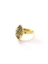 Close-up of Fair Anita Almond black rutile quartz ring showing stone detail