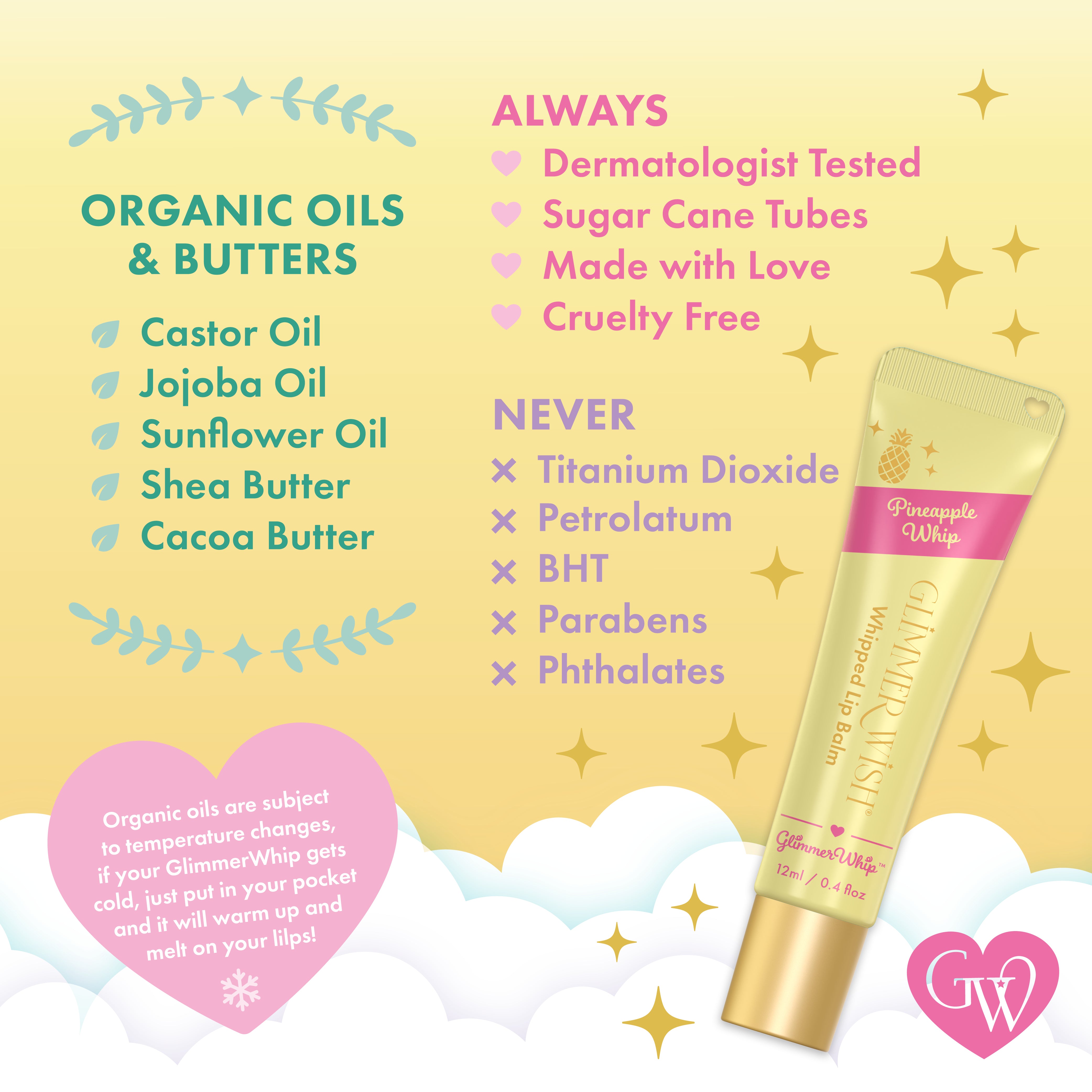 Glimmer Whip Whipped Lip Balm - Organic Butters & Oils
