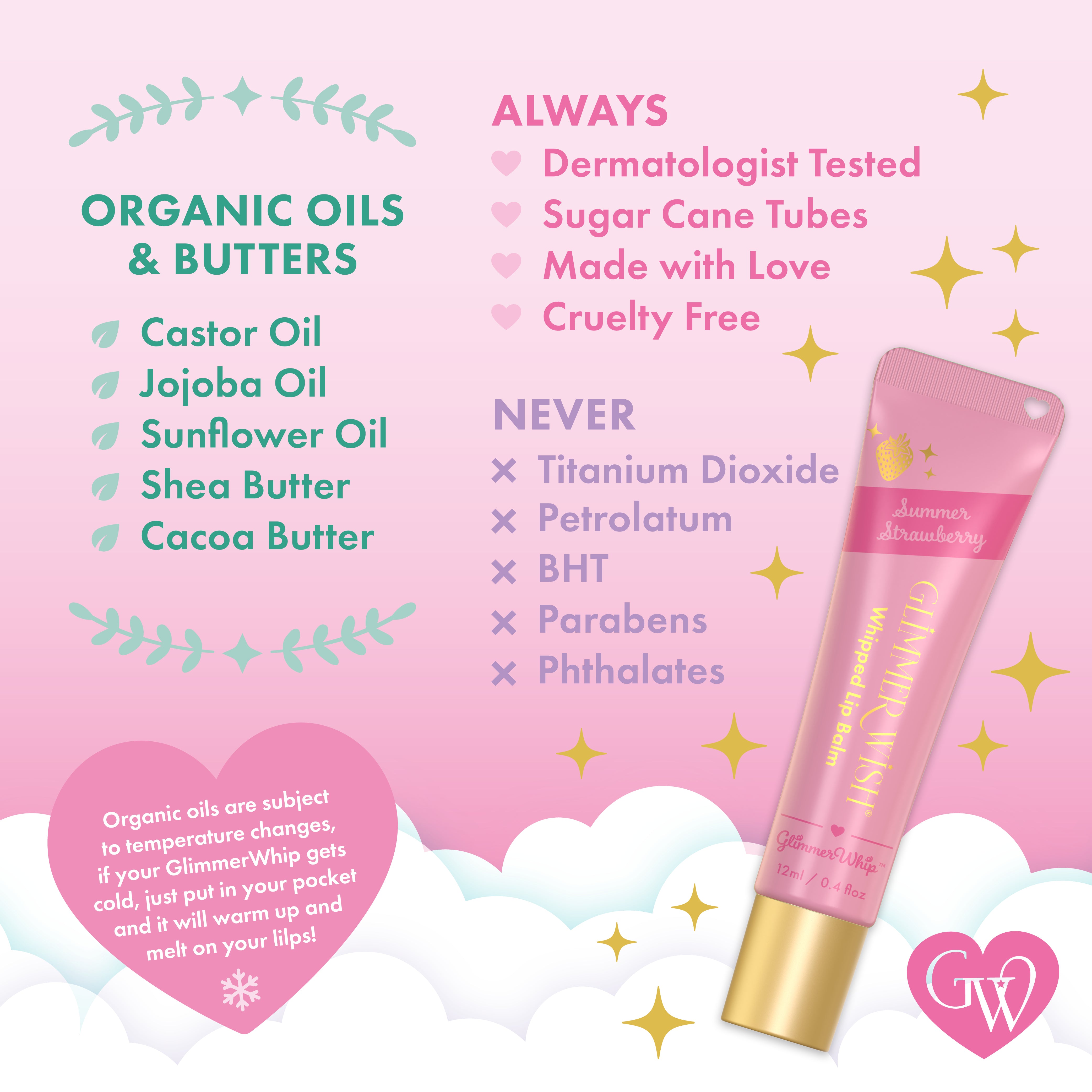 Glimmer Whip Whipped Lip Balm - Organic Butters & Oils