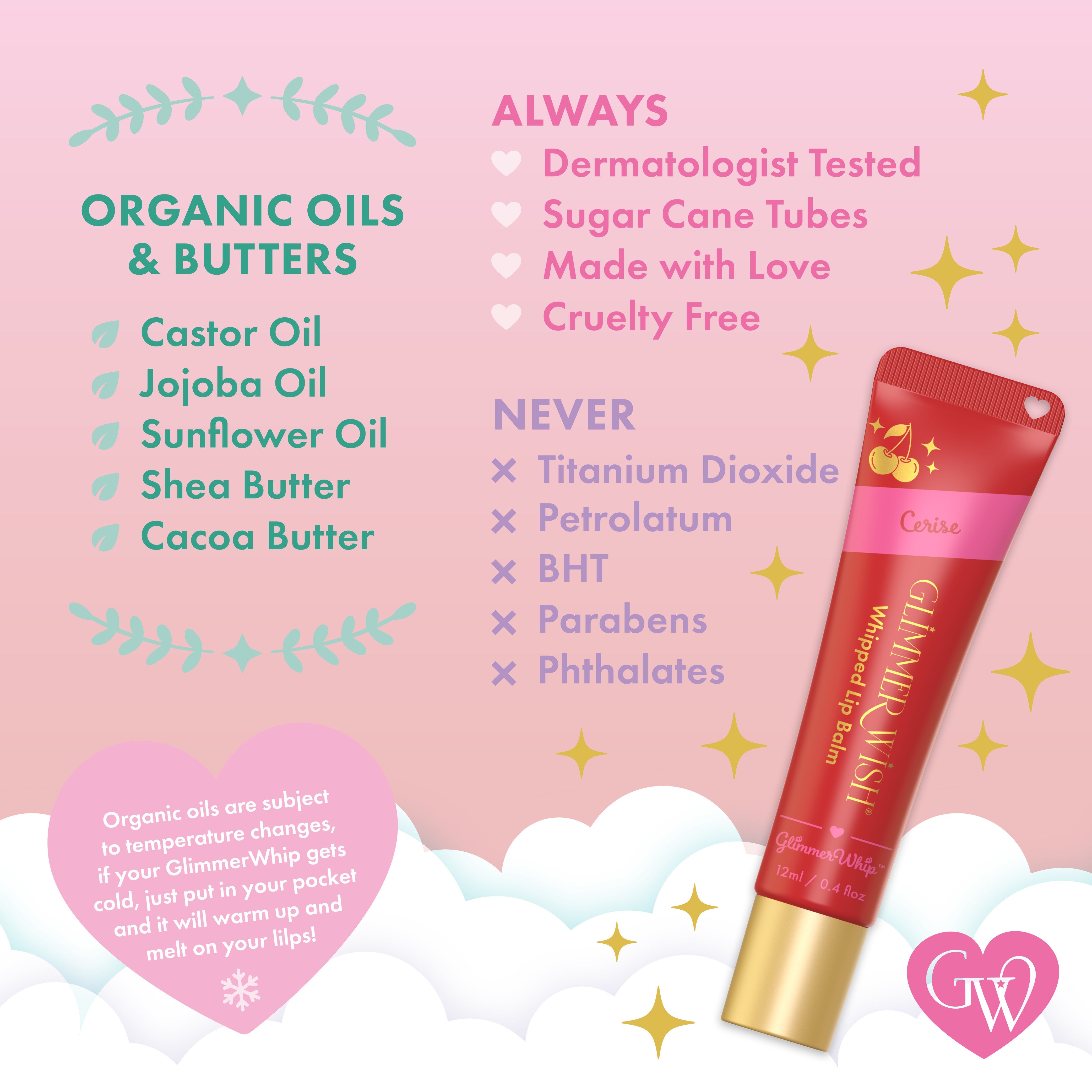 Glimmer Whip Whipped Lip Balm - Organic Butters & Oils