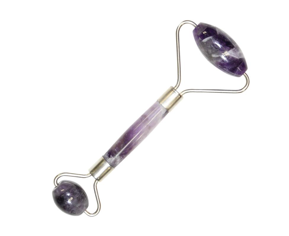 Amethyst Facial Roller - Double-Sided Massage Tool for Glowing Skin (Anti-Aging, De-Puffing, Relaxation)