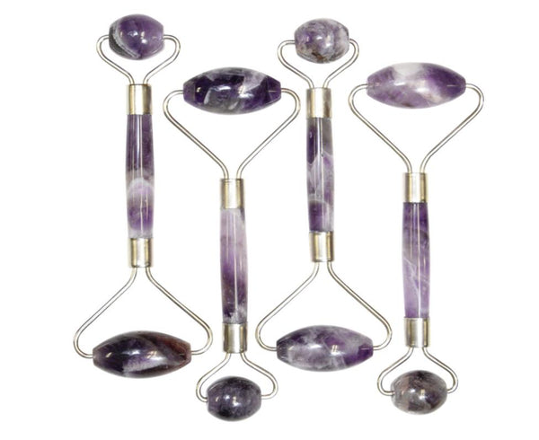 Amethyst Facial Roller - Double-Sided Massage Tool for Glowing Skin (Anti-Aging, De-Puffing, Relaxation)