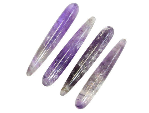 Natural amethyst straight wand for yoni massage and full body pressure point use