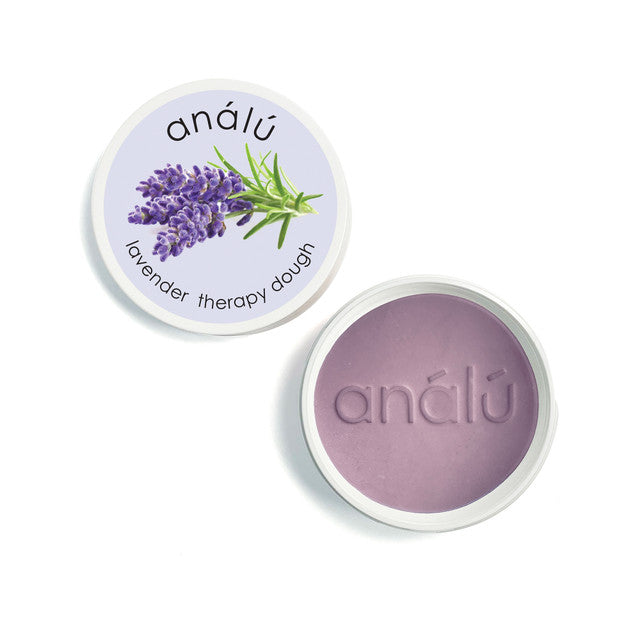 Lavender therapy dough container with lid featuring 'análõ' branding on a white background