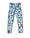 Thunderpants USA Moody Blooms high rise ankle leggings with wintery floral print, flat lay on light background
