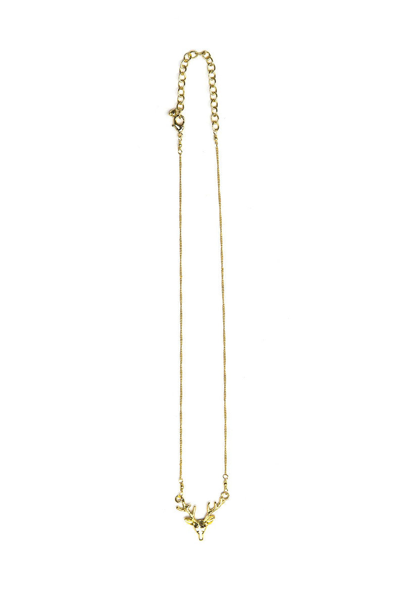 Brass-plated antlers necklace by Fair Anita on a white background