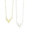 Silver-plated antlers necklace by Fair Anita on a white background