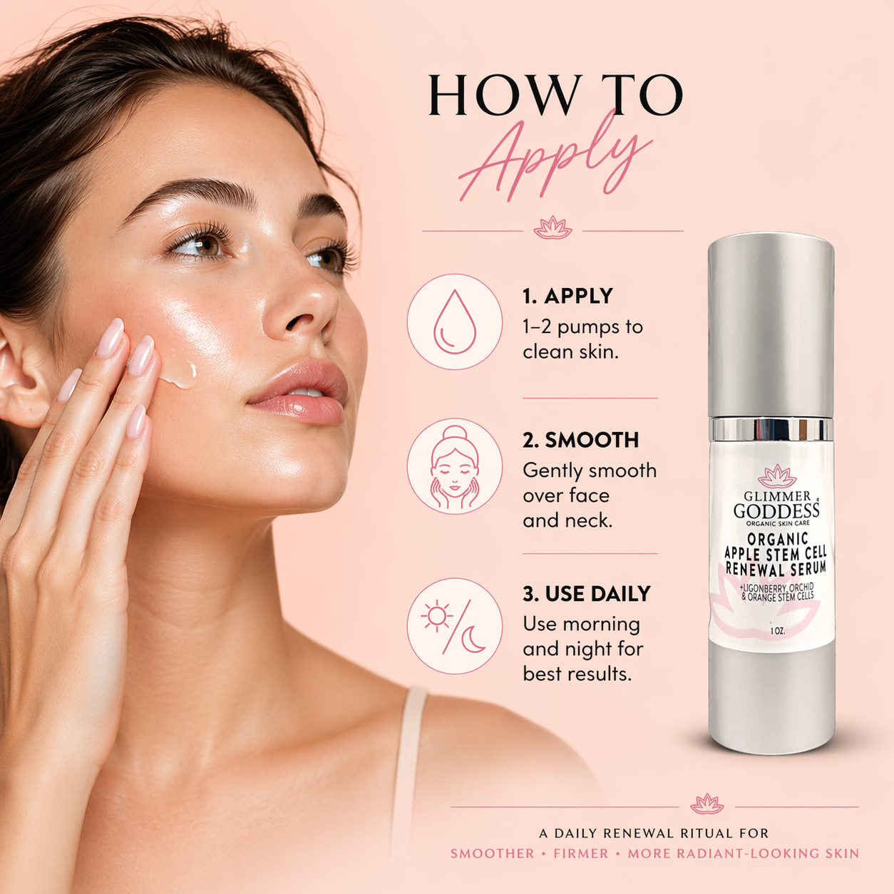 How to apply Glimmer Goddess Apple Stem Cell Serum — step-by-step usage guide