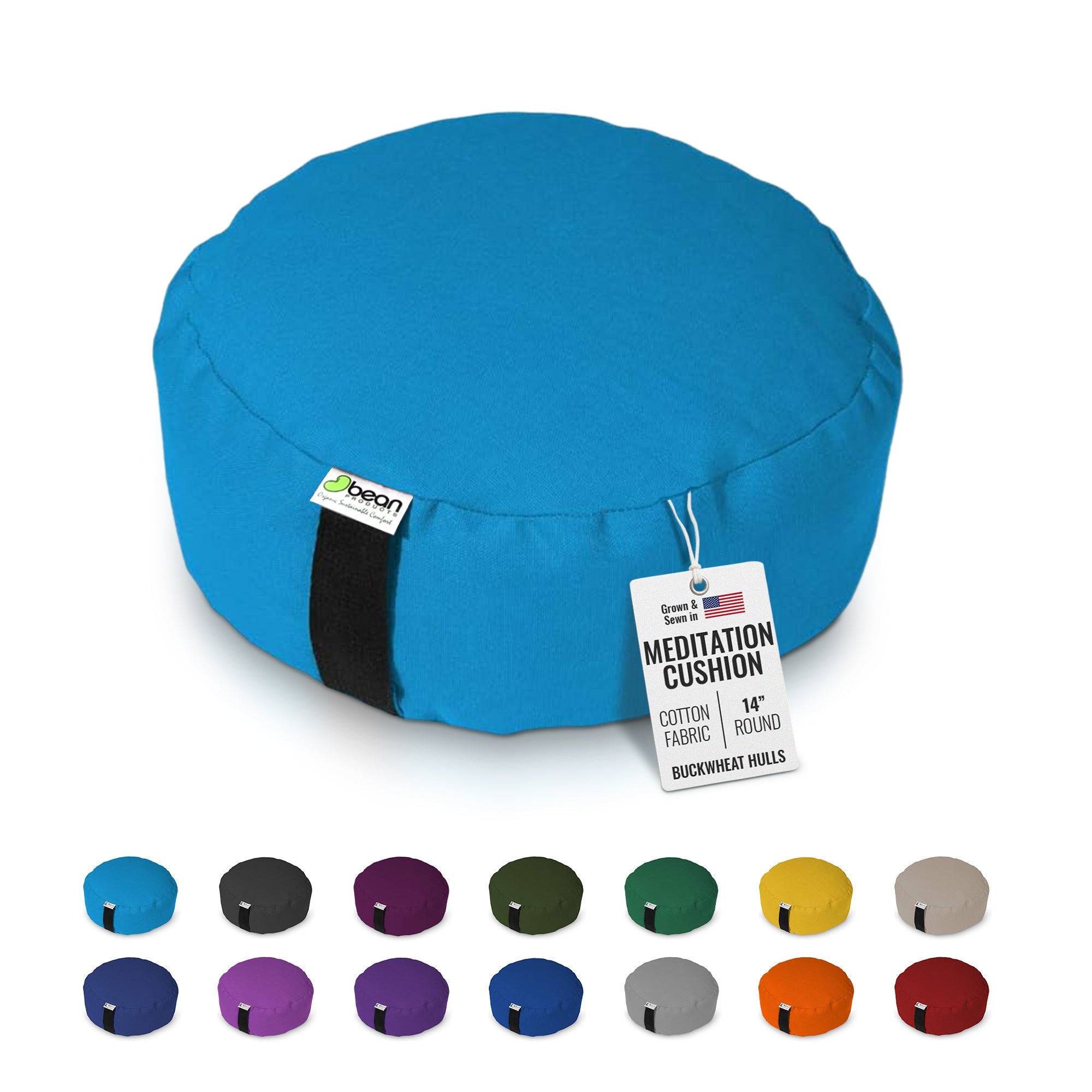 Zafu Meditation Cushion – Organic Buckwheat Hull Filling, Cotton, Made in USA