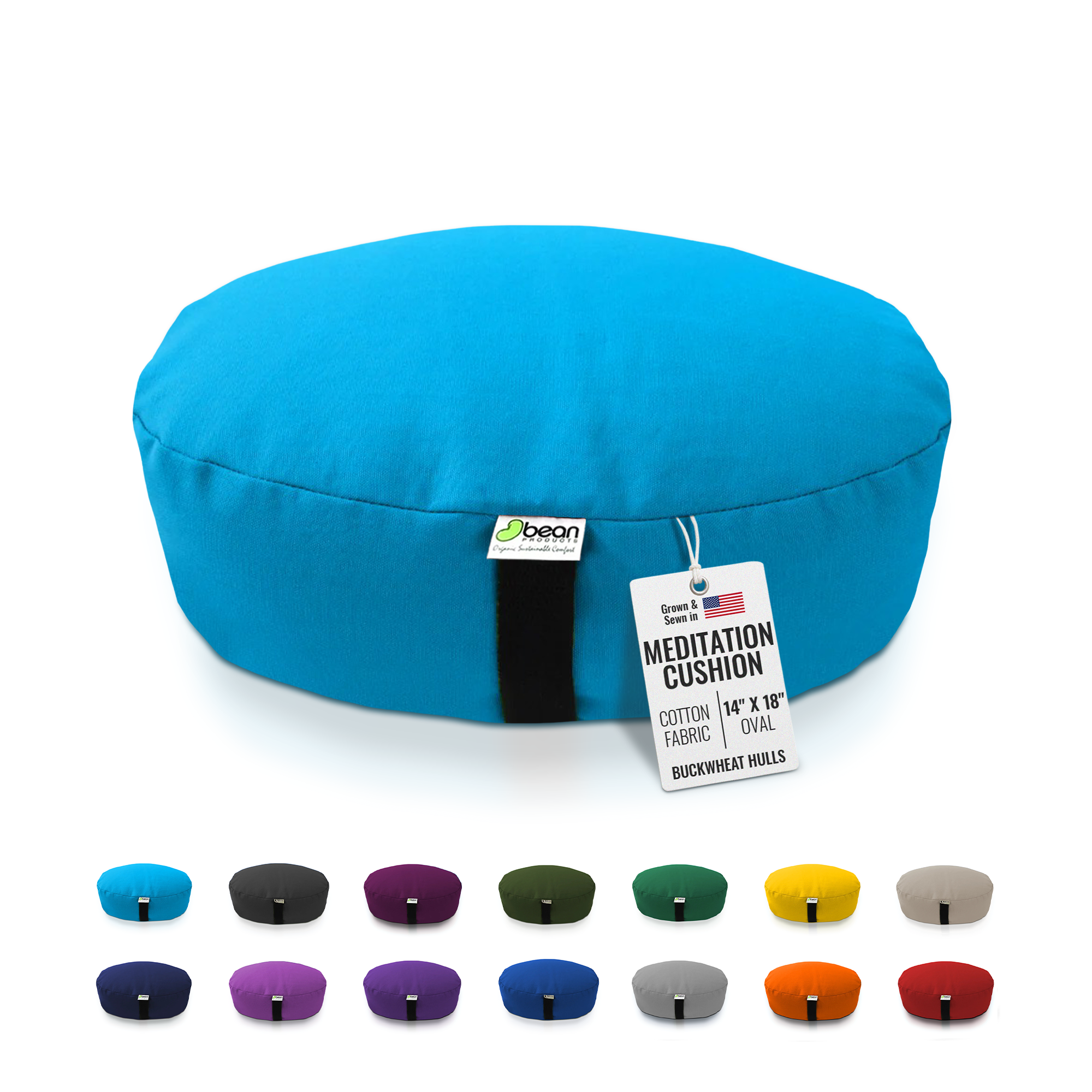 Zafu Meditation Cushion – Organic Buckwheat Hull Filling, Cotton, Made in USA