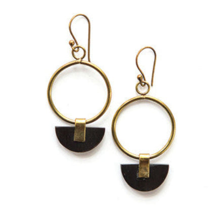 Art Deco Half Moon Earrings by Fair Anita – sustainable, nickel-free jewellery, 2 inches long