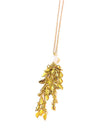 Fair Anita Autumn Day Moonstone Necklace with semi-precious moonstone and brass leaf tassel pendant