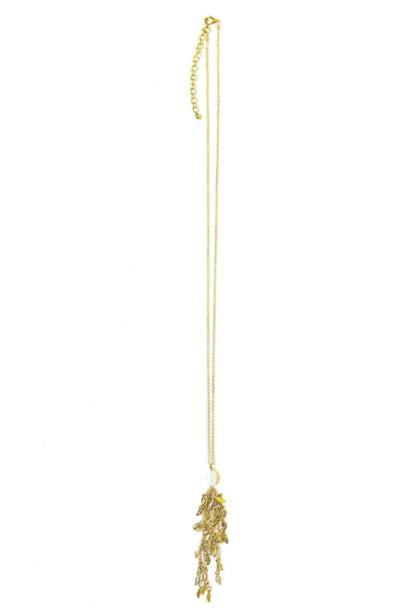 Autumn Day Moonstone Necklace by Fair Anita showing full pendant and chain length