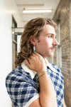 Autumnal tones jewellery collection including Leaf Tones earrings and brass cuff by Fair Anita