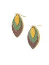Leaf Tones autumnal disc earrings laid flat — Fair Anita ethical jewellery