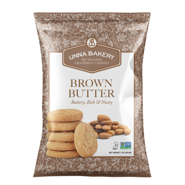 Crave-worthy Brown Butter Cookies: Award-winning, crispy, almond-studded. Gourmet, non-GMO, Kosher, women-owned. Perfect for stores, gifts, & more! Shop now!