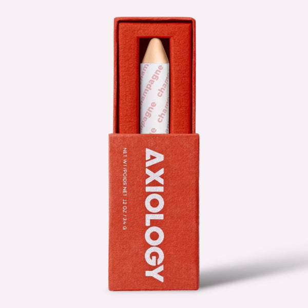 Axiology product in a red box on a white background