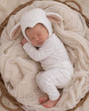Baby White Sheep Halloween Costume shown as a soft cotton outfit with a sheep hat