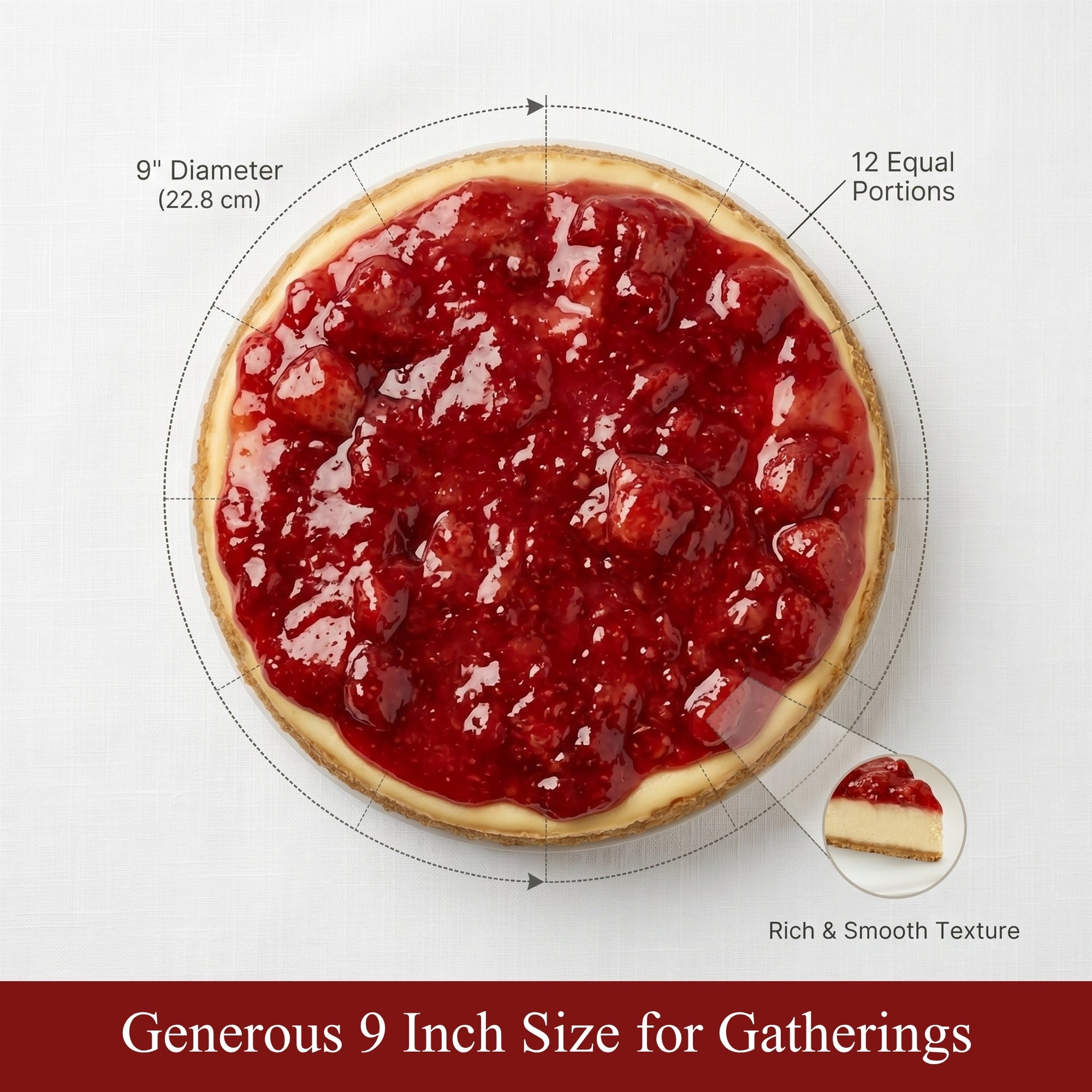 Andy Anand Sugar-Free Strawberry Cheesecake 9-Inch 2.6 lb – Diabetic-Friendly, No Preservatives