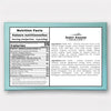 Nutrition facts label and ingredients list for Andy Anand Chocolatier on a light blue background